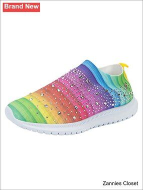 ✨ GOSPT Glitter Mesh Slip On Dance Sneakers Sock Shoes for Jazz Latin Ballroom